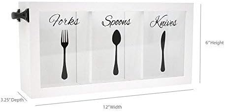 BLU MONACO White Wooden Cutlery & Utensil Caddy – Flatware Organizer Bin for Forks, Spoons, Knives – Perfect for Kitchen Countertop-NeatNest