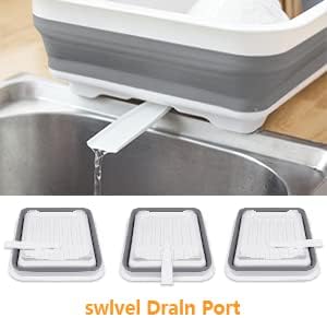 Foldable Dish Drying Rack with Drain Plug and Swivel Spout - Lightweight, Compact and Space-Saving Dish Drainer Organizer for Kitchen, RV, Campers and Travel Trailers