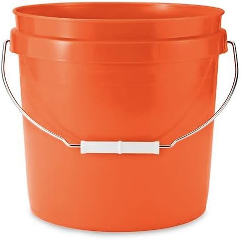 House Naturals 2 Gallon Food Grade Made in USA- BPA Free Bucket Pail Orange with White Screw On lids (3, Orange & White lids)