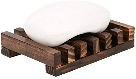 Anwenk Soap Dish Wooden Soap Saver Holder Soap Tray for Bathroom Shower Rectangular Sink Drainer Hand Craft for Soap,Sponges and More (2 Pack)-NeatNest