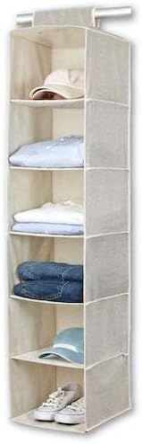 BINO 6-Shelf Sweater Closet Organizer - Beige | Closet Hanging Organizer for Bedroom | Sweater Storage Organizers | Hanging Shelves | Portable Closets for Clothes | Room Essentials-NeatNest