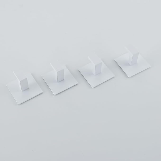 4 Pack Adhesive Towel Holder Bathroom Shower Robe Hook Hanging Coat Clothes Rack Stickers Square Metal Wall Hooks White