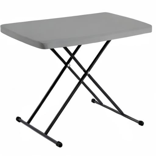 Iceberg Small Camping Personal Folding Table, Heavy Duty Utility Table, Adjustable Height, Charcoal, 19.5” L x 30” W x 28" H-NeatNest