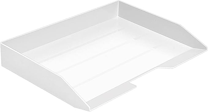 Acrimet Stackable Letter Tray Single Side Load, Plastic, Desktop File Organizer (White Color) (1 Unit)-NeatNest