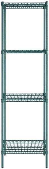 18" x 24" NSF Green Epoxy 4-Shelf Kit with 86" Posts, Heavy Duty Storage Shelving, Wire Shelving Kit, NSF Commercial Storage Rack Unit