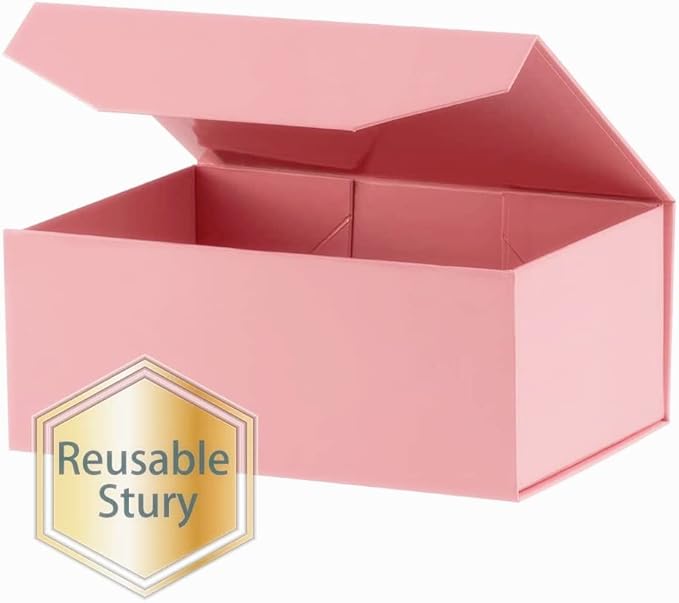 1Pcs Pink 9.5x7x4 Inch Gift Box, Small Magnetic Box with Lid Pink Small Gift Box for Bridesmaid proposal Foldable Magnetic Closure Storage Boxes-NeatNest
