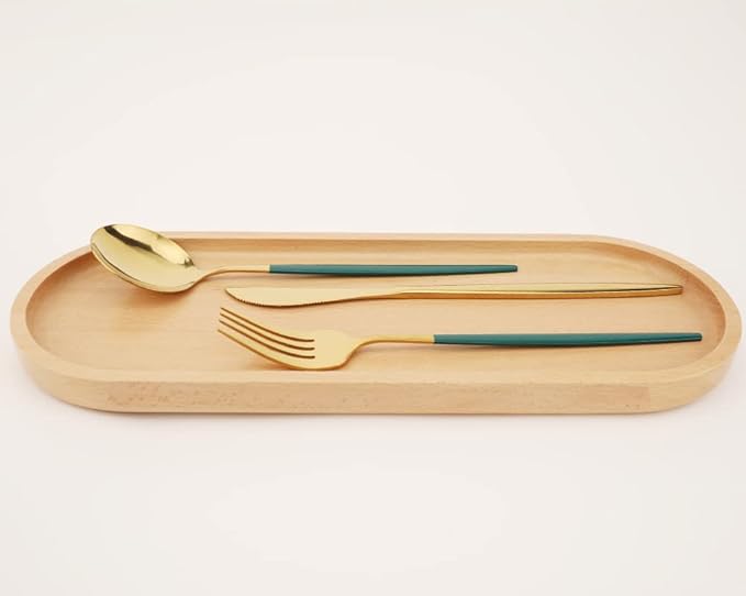 Fermus Wooden Tray 12.5 Inch Long Jewelry Dish Cosmetics Organizer Bathroom Clutter Wood Decorative Serving Platter Small Storage Tray, Oval (1 Pack)