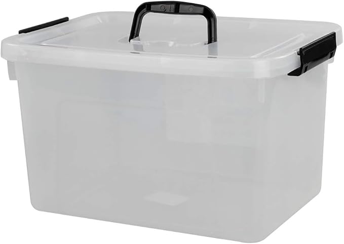 Begale 10.5 Quart Plastic Medium Storage Container, Clear Latch Bin with Handle and Lid, 4-Pack-NeatNest