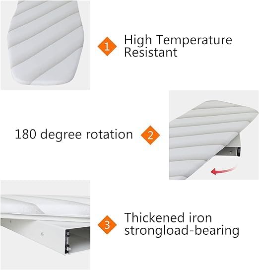 37 Inch Wall-Mounted Heavy Duty Ironing Board, 180 Swivel Fold Away Iron Board for Home Laundry Room Dorm (Style 6)