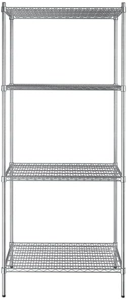 24" x 36" NSF Stainless Steel 4-Shelf Kit with 86" Posts, Heavy Duty Storage Shelving, Wire Shelving Kit, NSF Commercial Storage Rack Unit