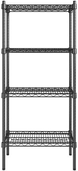 14" x 24" NSF Black Epoxy 4-Shelf Kit with 54" Posts, Heavy Duty Storage Shelving, Wire Shelving Kit, NSF Commercial Storage Rack Unit