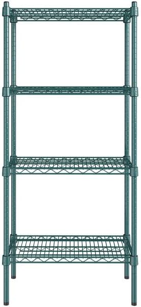 14" x 24" NSF Green Epoxy 4-Shelf Kit with 54" Posts, Heavy Duty Storage Shelving, Wire Shelving Kit, NSF Commercial Storage Rack Unit