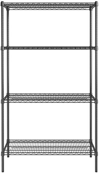 18" x 42" NSF Black Epoxy 4-Shelf Kit with 74" Posts, Heavy Duty Storage Shelving, Wire Shelving Kit, NSF Commercial Storage Rack Unit
