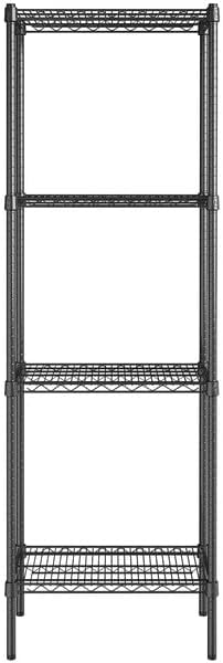 14" x 24" NSF Black Epoxy 4-Shelf Kit with 74" Posts, Heavy Duty Storage Shelving, Wire Shelving Kit, NSF Commercial Storage Rack Unit