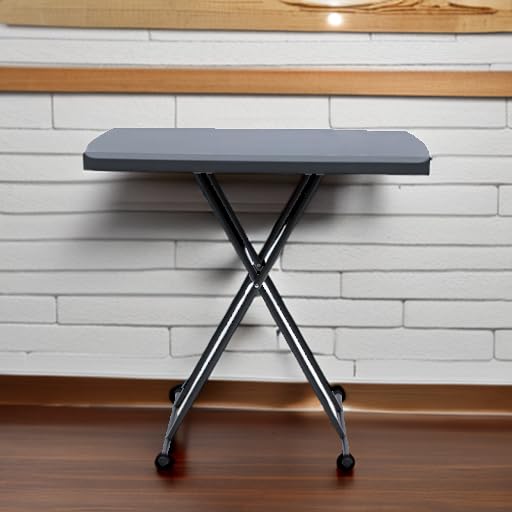 Iceberg Small Camping Personal Folding Table, Heavy Duty Utility Table, Adjustable Height, Charcoal, 19.5” L x 30” W x 28" H-NeatNest