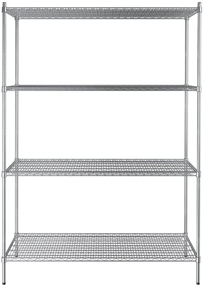 24" x 60" NSF Stainless Steel 4-Shelf Kit with 86" Posts, Heavy Duty Storage Shelving, Wire Shelving Kit, NSF Commercial Storage Rack Unit
