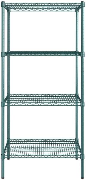 21" x 30" NSF Green Epoxy 4-Shelf Kit with 64" Posts, Heavy Duty Storage Shelving, Wire Shelving Kit, NSF Commercial Storage Rack Unit