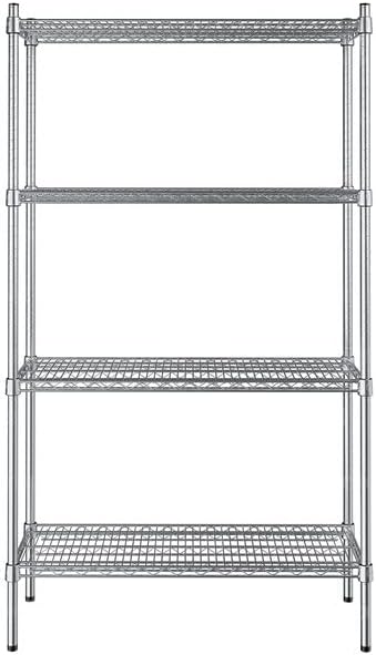 14" x 36" NSF Stainless Steel 4-Shelf Kit with 64" Posts, Heavy Duty Storage Shelving, Wire Shelving Kit, NSF Commercial Storage Rack Unit