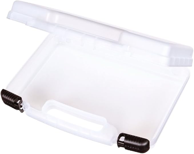 ArtBin 8014AB 14 Inch Quick View Carrying Case - 14 in. x 3.375 in. x 10.25 in., Lockable Art and Craft Supply Storage with Latches and Handles, Portable, Clear