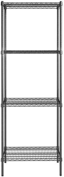 18" x 30" NSF Black Epoxy 4-Shelf Kit with 86" Posts, Heavy Duty Storage Shelving, Wire Shelving Kit, NSF Commercial Storage Rack Unit