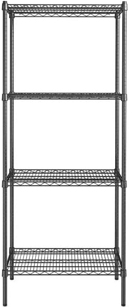 18" x 36" NSF Black Epoxy 4-Shelf Kit with 74" Posts, Heavy Duty Storage Shelving, Wire Shelving Kit, NSF Commercial Storage Rack Unit