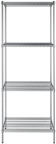 24" x 36" NSF Chrome 4-Shelf Kit with 96" Posts, Heavy Duty Storage Shelving, Wire Shelving Kit, NSF Commercial Storage Rack Unit
