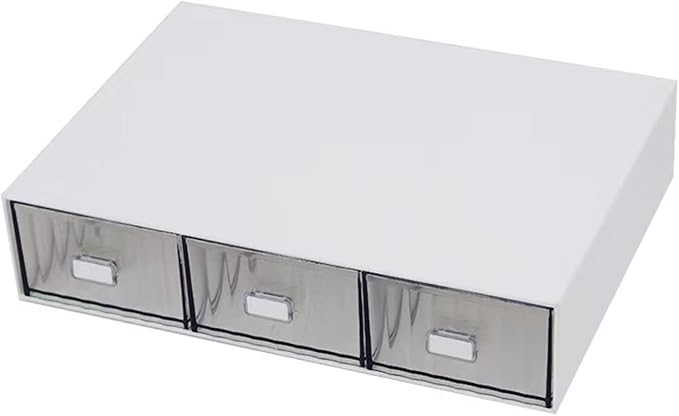 Desk Drawer Organizer, Stackable Office Supplies Desk Organizer, Plastic Plastic Storage Drawer, Desk Grocery Organizer For Stationery/Office Supplies (White, 3 Compartments)-NeatNest