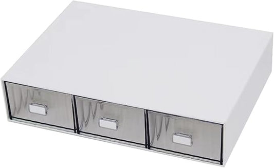 Desk Drawer Organizer, Stackable Office Supplies Desk Organizer, Plastic Plastic Storage Drawer, Desk Grocery Organizer For Stationery/Office Supplies (White, 3 Compartments)-NeatNest