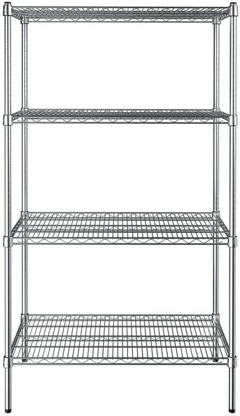 21" x 36" NSF Chrome 4-Shelf Kit with 64" Posts, Heavy Duty Storage Shelving, Wire Shelving Kit, NSF Commercial Storage Rack Unit