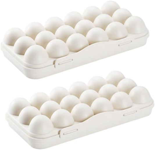 Deviled Egg Containers with Lid: 2pcs Egg Container Stackable Egg Holder Countertop Portable Egg Dispenser Plastic Storage Bins for Fridge Organization