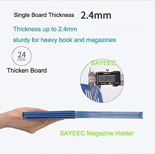 SAYEEC Sturdy Magazine Organizer Folder Desktop 4 Compartment File Holders Plastic Frames File Dividers Document Cabinet Rack Storage Box for Office Home School Blue