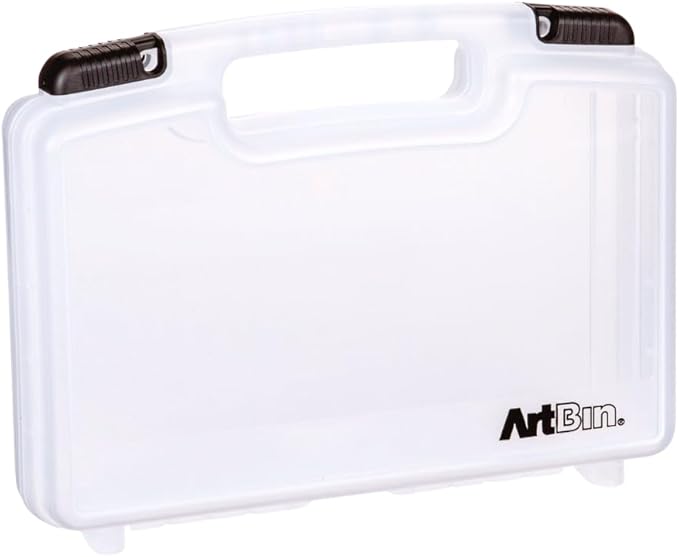 ArtBin 8014AB 14 Inch Quick View Carrying Case - 14 in. x 3.375 in. x 10.25 in., Lockable Art and Craft Supply Storage with Latches and Handles, Portable, Clear
