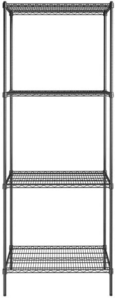 24" x 36" NSF Black Epoxy 4-Shelf Kit with 96" Posts, Heavy Duty Storage Shelving, Wire Shelving Kit, NSF Commercial Storage Rack Unit