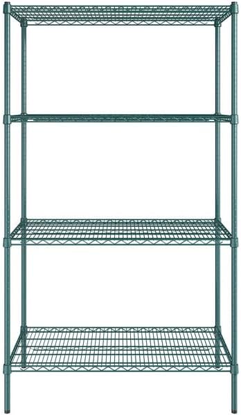 24" x 42" NSF Green Epoxy 4-Shelf Kit with 74" Posts, Heavy Duty Storage Shelving, Wire Shelving Kit, NSF Commercial Storage Rack Unit
