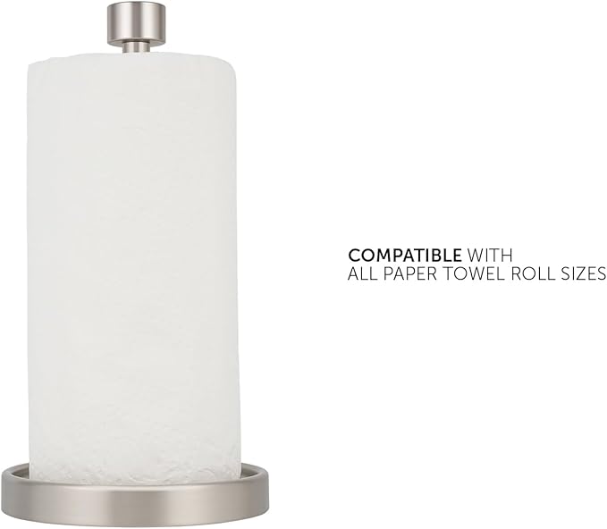 Ivilon Countertop Paper Towel Holder - Modern End Cap Minimalist Design - Color Brushed Nickel
