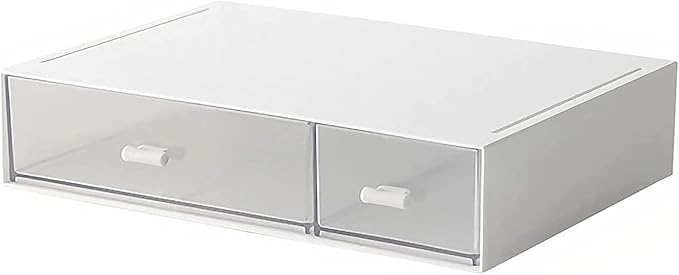 Desk Organizer-Stackable Storage Drawers, Desk Drawer Organizer Perfect For Collection Small Item/Cosmetic Office Supplies - 2 drawers (White)-NeatNest