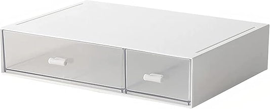 Desk Organizer-Stackable Storage Drawers, Desk Drawer Organizer Perfect For Collection Small Item/Cosmetic Office Supplies - 2 drawers (White)-NeatNest