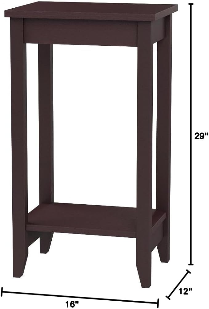 Giantex 2-Tier End Table Nightstand, Bedside Sofa Table for Living Room Bedroom, Narrow Telephone Table with Shelf and Legs for Small Spaces, Espresso