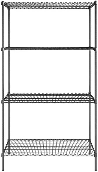 24" x 48" NSF Black Epoxy 4-Shelf Kit with 86" Posts, Heavy Duty Storage Shelving, Wire Shelving Kit, NSF Commercial Storage Rack Unit
