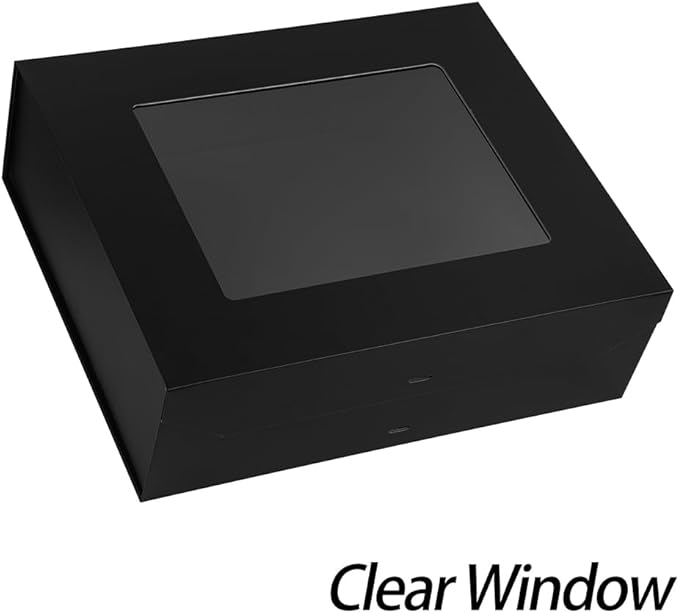 3 Pcs Extra Large Black Gift Box for Presents with Ribbon 19x16x6 Inches Clear Gift Box with Window Magnetic Closure Gift Boxes with Lids-NeatNest