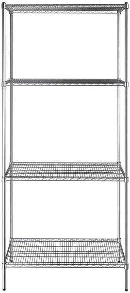 24" x 42" NSF Chrome 4-Shelf Kit with 96" Posts, Heavy Duty Storage Shelving, Wire Shelving Kit, NSF Commercial Storage Rack Unit