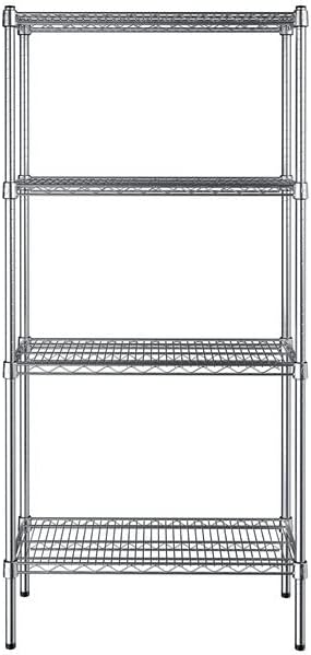 14" x 30" NSF Chrome 4-Shelf Kit with 64" Posts, Heavy Duty Storage Shelving, Wire Shelving Kit, NSF Commercial Storage Rack Unit
