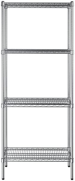 14" x 30" NSF Chrome 4-Shelf Kit with 74" Posts, Heavy Duty Storage Shelving, Wire Shelving Kit, NSF Commercial Storage Rack Unit