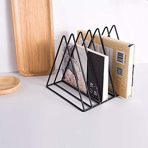 Black Metal Vinyl Record Holder,Vertical Record Player Holder,File Organizer for Desk,Desktop File Sorters,Paper Organizer and Record Holder Stand,Triangle Upright 9 Lattice Vinyl Rack Stand,1Pack-NeatNest