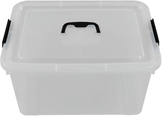 Begale 17.5 Quart Plastic Large Storage Container, Clear Latch Bin with Handle and Lid, 4-Pack-NeatNest