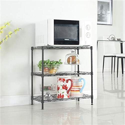 2 Tier Adjustable Storage Shelf Metal Storage Rack Wire Shelving Unit Storage Shelves Metal for Pantry Closet Kitchen Laundry (Black3)
