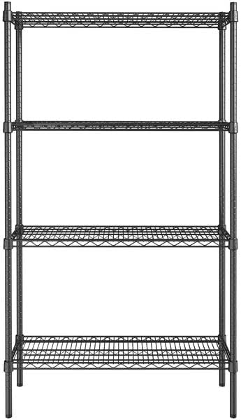 14" x 36" NSF Black Epoxy 4-Shelf Kit with 64" Posts, Heavy Duty Storage Shelving, Wire Shelving Kit, NSF Commercial Storage Rack Unit