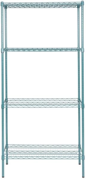 18" x 36" NSF Green Epoxy 4-Shelf Kit with 74" Posts, Heavy Duty Storage Shelving, Wire Shelving Kit, NSF Commercial Storage Rack Unit