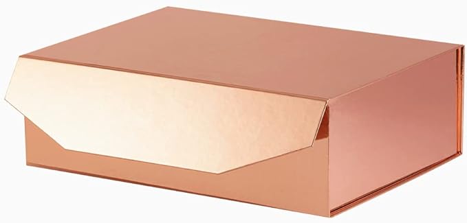 1Pcs 13x9x4 Inches Rose Gold Gift Boxes with Lids for Presents Magnetic gift box large Gift Box for Bridesmaid Proposal,Groomsman (Glossy Rose Gold)-NeatNest