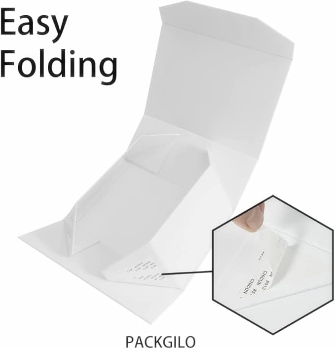 1PCS White Gift Box with Ribbon 9.5x7x4 Inches,Sturdy Gift Box with Lid for Gift Packaging, Foldable Magnetic Closure Storage Boxes, Bridesmaid proposal box, Rectangle Collapsible Box-NeatNest